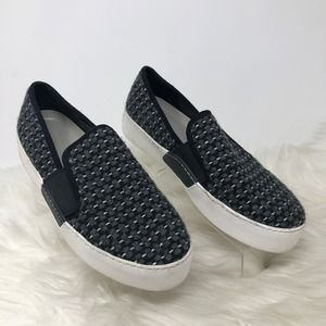 1 State Waylan Black Gray Textile Weave Slip on Loafers Sz 8